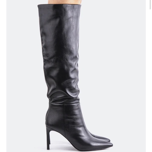 L'INTERVALLE Shoes - L’INTERVALLE Allister Black Leather Women's Knee-High Stiletto Boots | 9